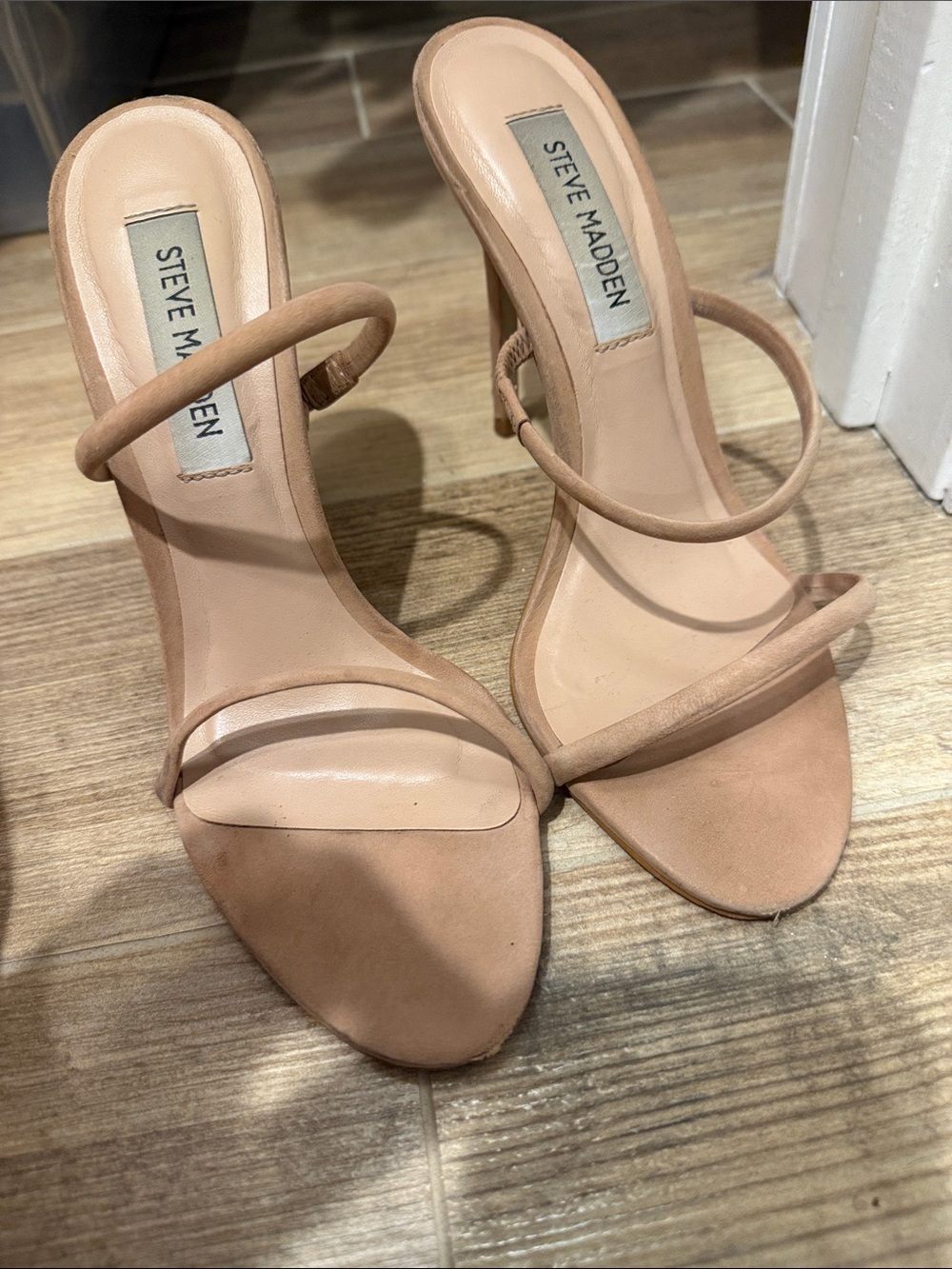Steve Madden Blush Nude Double-Strap Heeled Sandals